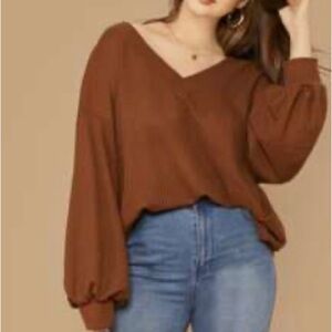 Brown blouse knit top